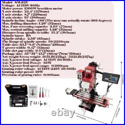 110V SM-32V Precision Brushless Milling & Drilling DIY Machine Lathe 1500W