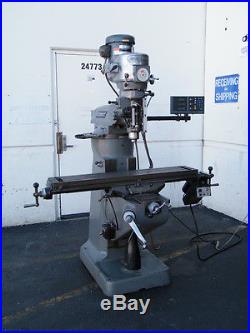 1993 bridgeport acu-rite digital 2hp vertical milling machine mill 9 x 48