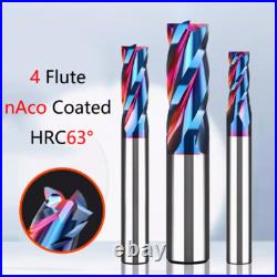 1mm 20mm Solid Carbide End Mill 4 Flute nAco Coated HRC63° Endmill Slot Drill
