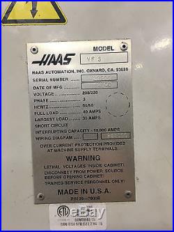 2000 HAAS VF-3 CNC VERTICAL MILL 40x20, 4th-Axis Ready, 10000 RPM