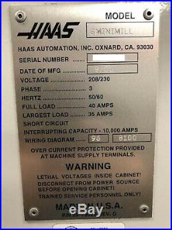 2005 HAAS Super Minimill HSM Rigid Tapping 4thAxis Wired