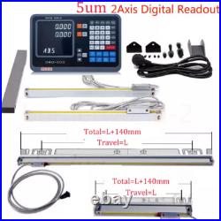 250mm&1000mm Linear Scale 2 Axis DRO 5um Digital Readout Kit 10'' 40'' Milling