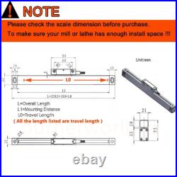 250mm&1000mm Linear Scale 2 Axis DRO 5um Digital Readout Kit 10'' 40'' Milling