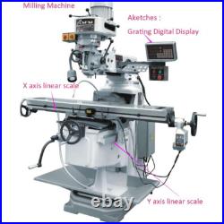 250mm&1000mm Linear Scale 2 Axis DRO 5um Digital Readout Kit 10'' 40'' Milling