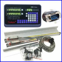 2Axis Digital Readout DRO+ 2pc Linear Glass Scale 200&450MM for Milling Lathe