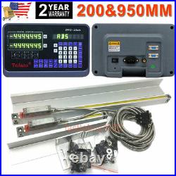 2Axis Digital Readout DRO Display 200+950mm Linear Scale for CNC Mill Lathe, US