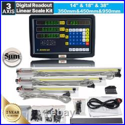 3Axis Digital Readout DRO Display 5µm Linear Scale 14''+18''+38''Kit CNC Milling