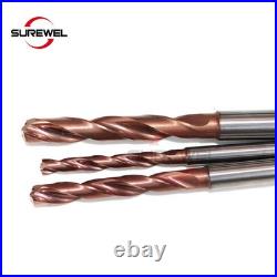 3D Carbide Drill Internal Coolant CNC Drilling 3.4mm to 20mm for Stainless Steel