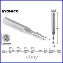 3/16 Diameter Ball Nose CNC Endmill (10 Pack) 1/4 Shank Yonico 34212-SC-10PK