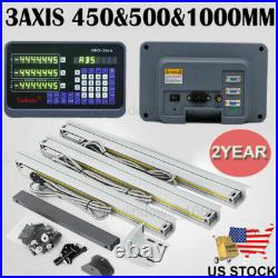 3 Axis DRO Linear Scale Kit 3pc Glass Scales 450+500+1000mm for Mill Lathe EDM