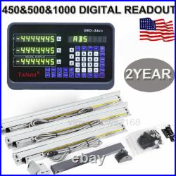 3 Axis DRO Linear Scale Kit 3pc Glass Scales 450+500+1000mm for Mill Lathe EDM