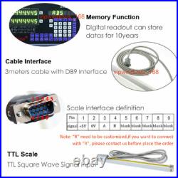 3 Axis Digital Readout DRO Display 6 12 24 Linear Glass Scale Sensor Set US