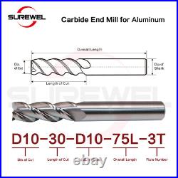 3 Flute Carbide Finish Milling Cutter for Aluminum 1mm to 12mm Metal Machining