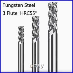 3 Flute HRC55° Solid Carbide End Mill Cutter 1mm-20mm For CNC Aluminum Milling 3 Flute HRC55° Solid Carbide End Mill Cutter 1mm-20mm For CNC Aluminum Milling