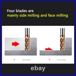 4-Blade Milling Cutter High-quality Tungsten Steel HRC 55° / 65° Hardened Steel
