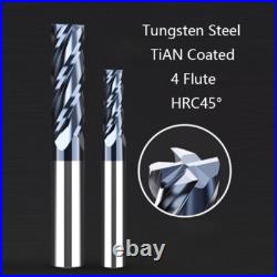 4 Flute Solid Carbide Flat End Milling Cutter HRC45° TiAN Coated CNC Machining 4 Flute Solid Carbide Flat End Milling Cutter HRC45° TiAN Coated CNC Machining