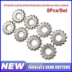 8PCS Steel HSS 14.5° Involute Gear Cutter DP6 DP10 DP16 DP20 DP22 DP24 PA14-1/2