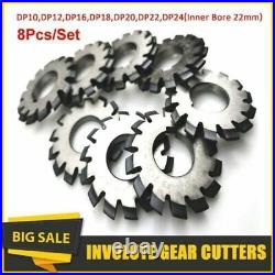 8PC Steel HSS 14.5° Involute Gear Cutter DP8 DP10 DP16 DP20 DP22 DP24 PA14-1/2