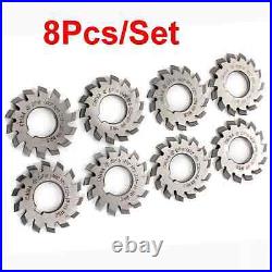 8 Pcs/Set 14.5° Involute Gear Cutter DP8 DP10 DP16 DP20 DP22 PA14-1/2 HSS 8H Kit