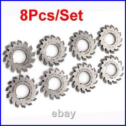 8 Pcs/Set 14.5° Involute Gear Cutter DP8 DP10 DP16 DP20 DP22 PA14-1/2 HSS 8H Set