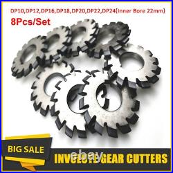 8 Pcs/Set 14.5° Involute Gear Cutter DP8 DP10 DP16 DP20 DP22 PA14-1/2 HSS 8H Set