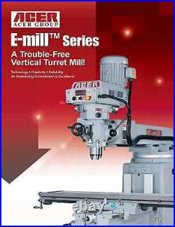 ACER E-mill 3VS II 9 x 49 Vertical Turret Milling Machine NEW