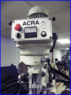 ACRA AM-3V Vertical Mill with Inverter Head, Newall DRO, 10 x 54 Table