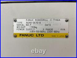 ALPHA-T14iA FANUC ROBODRILL 4-AXIS CNC With HIGHSPEED MACHINING + Tooling/vises ALPHA-T14iA FANUC ROBODRILL 4-AXIS CNC With HIGHSPEED MACHINING + Tooling/vises