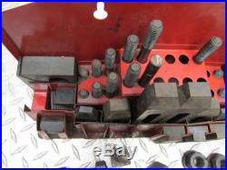 ASSORTED MILLING MACHINE / ROTARY TABLE T-SLOT CLAMPING SET with RACK