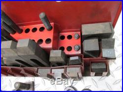ASSORTED MILLING MACHINE / ROTARY TABLE T-SLOT CLAMPING SET with RACK
