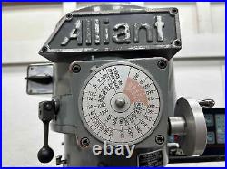 Alliant 42VC Vertical Milling Machine, Kurt Vise, DRO, Powerfeed, R8, 42 Mill