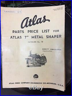 Atlas 7b Metal Shaper (beautiful Machine Well Cared For)