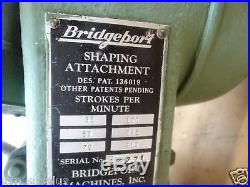 BRIDGEPORT SHAPING ATTACHMENT 1/3 HP 220 3 PHASE With MOUNTING BRACKET