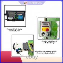 Benchtop Milling Machine 110V 1.5KW Brushless Motor R8 Taper 3Axis X Power Feed