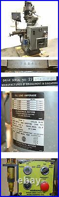 Bridgeport 2J 48 Vertical Knee Milling Machine CNC Vari-Speed Q-Trvl5 AutoFed