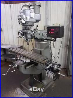 Bridgeport 2J Head Vertical Mill Milling Machine 9 x 48 2 HP withPower Feed DRO