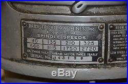 Bridgeport J Head Vertical Milling Machine 9 x 42 25828 J43139