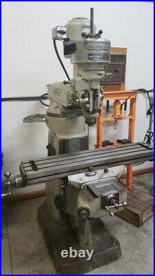 Bridgeport Milling Machine, 42 x 9 table, 1hp, R8 spindle, lube pump, manual mill