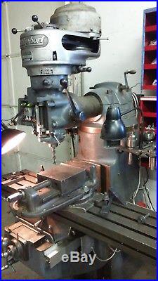 Bridgeport Milling Machine J head with DRO and Bridgeport Vise with swivel base
