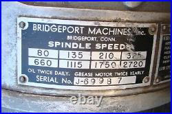 Bridgeport Milling Machine Replacment Head 220/440v 1HP