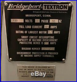 Bridgeport Textron Vertical Milling Machine MUST SELL ASAP