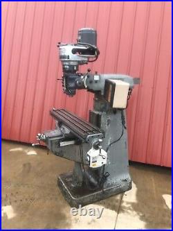 Bridgeport Vertical Milling Machine 1 HP Step Pulley 2 Axis DRO X Axis Feed