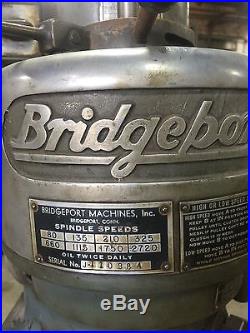 Bridgeport Vertical Milling Machine 9 x 42 Table 1 HP power feed 220/440 volt