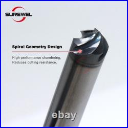 CNC 4Flute Spiral Chamfer Cutter 30/60/90/120 Degree AlTiN Coated Deburring Tool