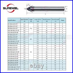 CNC 4Flute Spiral Chamfer Cutter 30/60/90/120 Degree AlTiN Coated Deburring Tool
