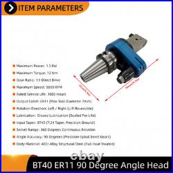 CNC Angle Head BT40 Shank 90-Degree ER11 Collet for Milling Machine Cutter Side