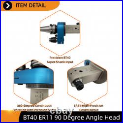 CNC Angle Head BT40 Shank 90-Degree ER11 Collet for Milling Machine Cutter Side