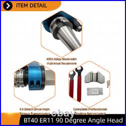 CNC Angle Head BT40 Shank 90-Degree ER11 Collet for Milling Machine Cutter Side