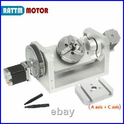 CNC Machine Rotary Table 4th Axis Rotation 5th Axis A+C axis 3 Jaw 100mm Chuck
