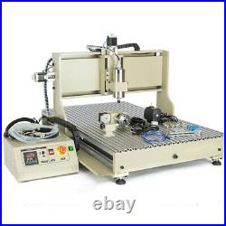 CNC Router 2200W VFD Milling Engraving Machine 6090 4-Axis Cutting &Handwheel